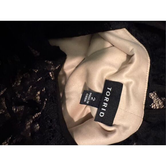 Torrid plus size 2 nude black lace mini scuba illusion dress sweetheart mesh - Picture 6 of 6